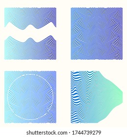 ABSTRACT COLORFUL GRADIENT WAVY LINE PATTERN BACKGROUND SET. COVER DESIGN VECTOR