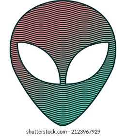 ABSTRACTA COLORIDA LÍNEA DE ONDA GRADIENTE CON FONDO DE PATRÓN DE CARA ALIEN. DISEÑO DE TAPA 