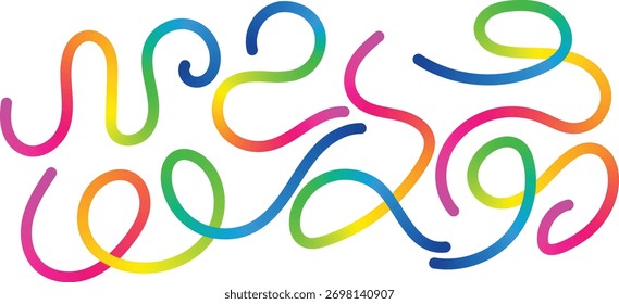 Abstract Colorful Gradient Wavy Line Pattern with Smooth 3D Shapes