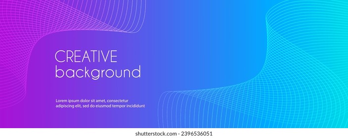 Abstract colorful gradient wavy lines long vector banner. Minimal trendy background for social media cover, business presentations, web header design