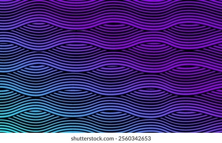 abstract Colorful Gradient Wavy Lines Background with Vibrant Neon Colors. Vibrant wavy lines with a gradient of neon colors create a dynamic, abstract design.Perfect for artistic or futuristic themes
