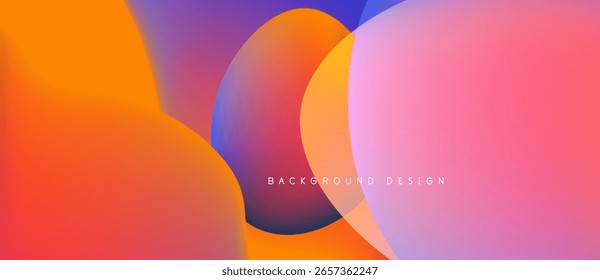 Os gradientes coloridos abstratos se sobrepõem. Formas fluidas criam uma experiência visual vibrante. Elemento de design moderno para fundos.