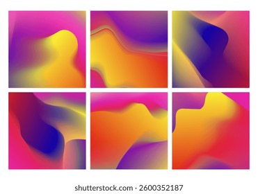 Abstract colorful gradients in six frames.