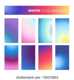 Abstract Colorful Gradients in Winter Cold Colors. Modern Screen Wallpaper, Background, Design for Screen Mobile in vector