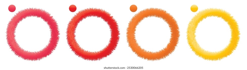 Abstract colorful graphic design Fur on circles background, digital art painting - Illustration.