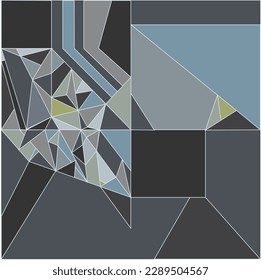 Resumen de diseño gráfico colorido vector en formas geométricas grises, azules y negras.