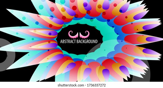 Abstract colorful graphics background template with stylized flower with colorized petals