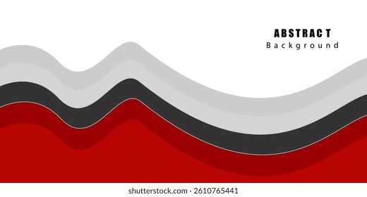 Abstract colorful gray, red wave pattern on white background. Trendy wave banner background design