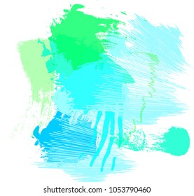 abstract colorful green and blue sky paintbrush on white background. abstract colorful pastels grunge pattern. hand drawn brush strokes summer design. vector illustration