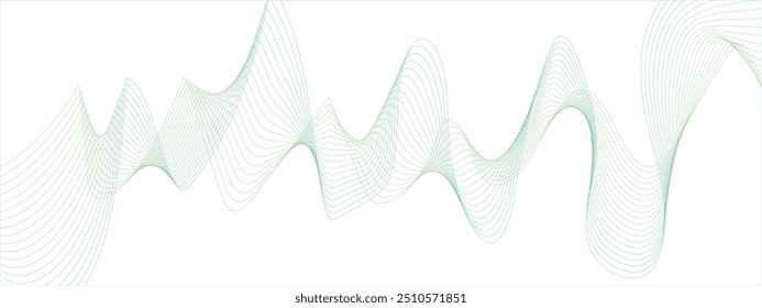 Abstract colorful green lines on a white background. Futuristic colorful blend wave lines on transparent background. Modern colorful flowing wave lines and glowing moving lines.	