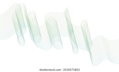 Abstract colorful green lines on a white background. Futuristic colorful blend wave lines on transparent background. Modern colorful flowing wave lines and glowing moving lines.	