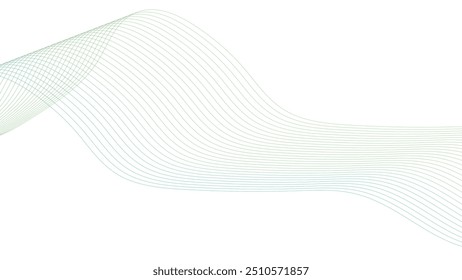 Abstract colorful green lines on a white background. Futuristic colorful blend wave lines on transparent background. Modern colorful flowing wave lines and glowing moving lines.	