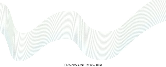 Abstract colorful green lines on a white background. Futuristic colorful blend wave lines on transparent background. Modern colorful flowing wave lines and glowing moving lines.	