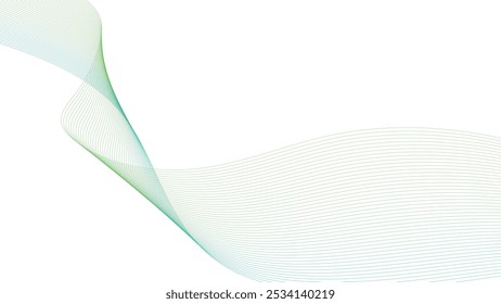 Abstract colorful green lines on a white background. Futuristic colorful blend wave lines on transparent background. Modern colorful flowing wave lines and glowing moving lines.
