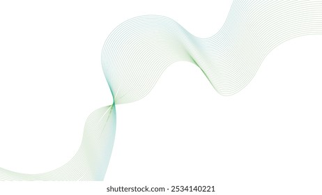 Abstract colorful green lines on a white background. Futuristic colorful blend wave lines on transparent background. Modern colorful flowing wave lines and glowing moving lines.
