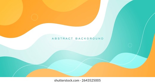 Abstract colorful green and orange wave fluid banner background. Simple wave fluid shapes pattern on bright white color background. Eps10 vector