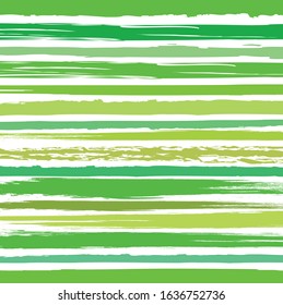 Abstract colorful green paint brush and strokes, stripes with horizontal lines pattern background