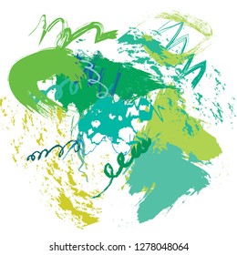 abstract colorful green paintbrush and scribble lines texture background. creative colorful green nice brush strokes and hand drawn for your design. vector illustration
