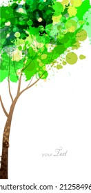 Abstract colorful green tree. Vector  illustration