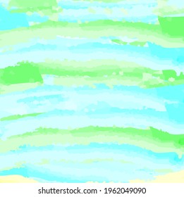 abstract colorful green watercolor paint brush and strokes,  stripes horizontal pattern background. nice watercolor brush strokes and hand drawn with horizontal lines pattern background 