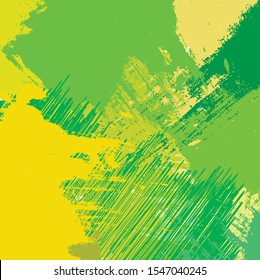 Abstract colorful green and yellow paint brush and strokes, stripes pattern background. creative nice hand drawn and grunge texture backdrop
