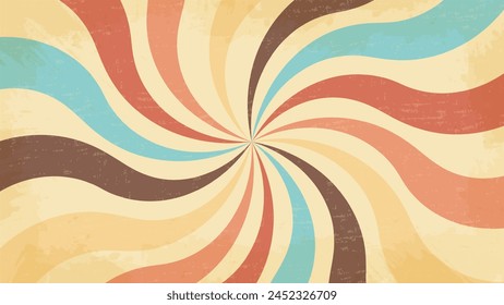 Abstract colorful groovy background in 1970s hippie retro style. Rainbow circus color poster. Trendy contemporary wallpaper. Vector ready print pattern.