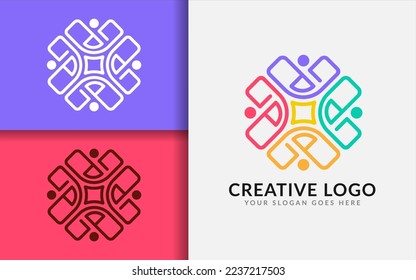 Abstract Colorful Group People with Creative Shape Style Concept. 