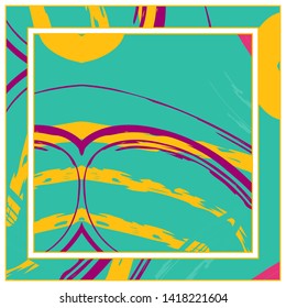 Abstract colorful grunge background. Contemporary modern art for silk scarf, hijab shawl design. Digital brushstrokes, painted texture for textile fabric, paper print. Fashion illustration