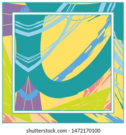 Abstract colorful grunge background. Contemporary modern art for silk scarf, hijab shawl design. Digital brushstrokes, painted texture for textile fabric, paper print. Fashion illustration