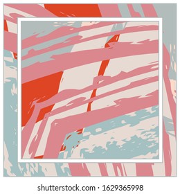 Abstract colorful grunge background. Contemporary modern art for silk scarf, hijab shawl design. Digital brushstrokes, painted texture for textile fabric, paper print. Fashion illustration
