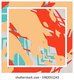 Abstract colorful grunge background. Contemporary modern art for silk scarf, hijab shawl design. Digital brushstrokes, painted texture for textile fabric, paper print. Fashion illustration