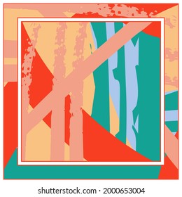 Abstract colorful grunge background. Contemporary modern art for silk scarf, hijab shawl design. Digital brushstrokes, painted texture for textile fabric, paper print. Fashion illustration