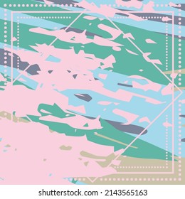 Abstract colorful grunge background. Contemporary modern art for silk scarf, hijab shawl design. Digital brushstrokes, painted texture for textile fabric, paper print. Fashion illustration