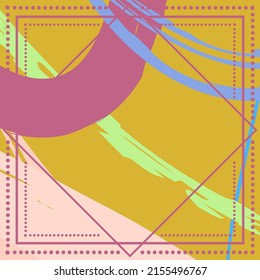 Abstract colorful grunge background. Contemporary modern art for silk scarf, hijab shawl design. Digital brushstrokes, painted texture for textile fabric, paper print. Fashion illustration