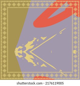 Abstract colorful grunge background. Contemporary modern art for silk scarf, hijab shawl design. Digital brushstrokes, painted texture for textile fabric, paper print. Fashion illustration
