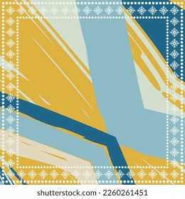 Abstract colorful grunge background. Contemporary modern art for silk scarf, hijab shawl design. Digital brushstrokes, painted texture for textile fabric, paper print. Fashion illustration