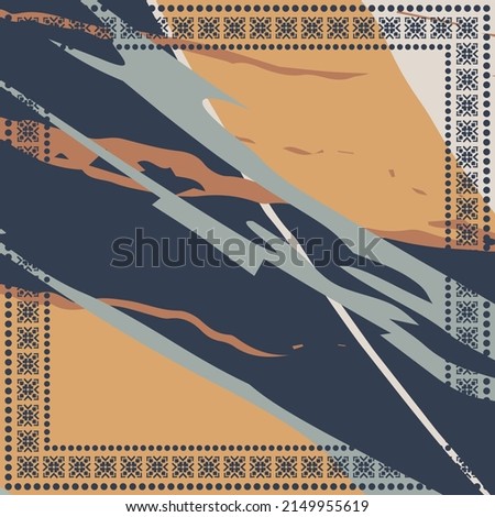 Abstract colorful grunge background. Contemporary modern art for silk scarf, hijab shawl design. Digital brushstrokes, painted texture for textile fabric, paper print. Fashion illustration