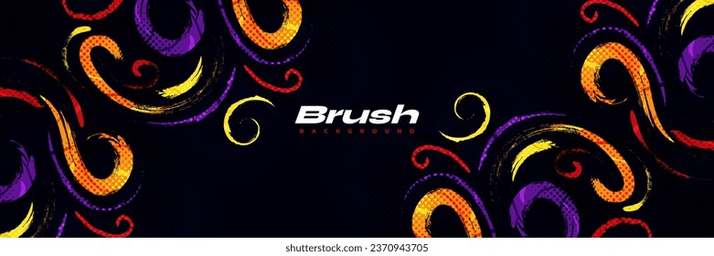 Abstrakter und bunter Grunge-Brush-Hintergrund mit Halftone-Effekt. Brush-Stroke-Illustration für Banner-, Poster- oder Sporthintergrund. Scratch- und Texturelemente für Design
