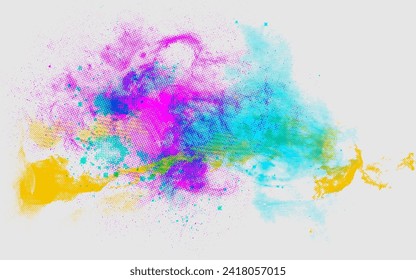 abstract colorful grunge halftone, art decoration on white background