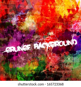 Abstract colorful grunge style artistic background with distressed effect