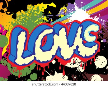 abstract colorful grungy spot background with love