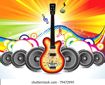 abstract colorful guitar with sound concept vector illustration