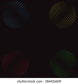 Abstract colorful halftone. Black background. Illustration




