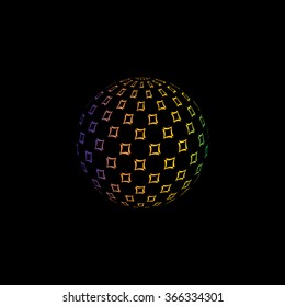 abstract colorful halftone black background illustration