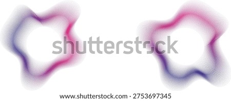 Abstract colorful halftone dot blob shapes forming modern flowing gradient background for creative design