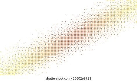 Abstract Colorful Halftone Dot Pattern Forming a Diagonal Gradient Streak with Yellow, Orange, and Red Hues