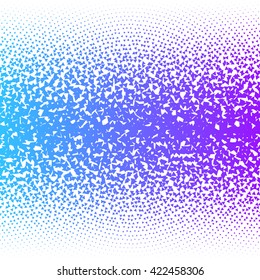 Abstract colorful halftone dots triangle horizontal vector illustration.
