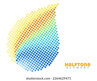 Resumen de elementos de medio tono colorido con puntos de colores saturados sobre fondo blanco. Patrón gráfico vectorial multicolor
