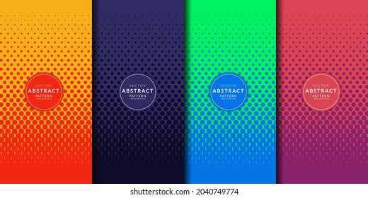 Abstract colorful halftone gradients set. Future geometric patterns. Minimal covers design. Vector eps10.