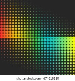 Abstract colorful halftone, minimalistic background from dots. Comic style backdrop, gradient halftone pop art-retro style. Template for ad, covers, posters, advertising actions.